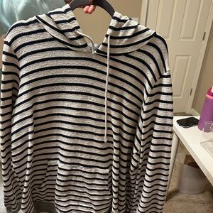 Honey Punch Gray and Cream Striped Top